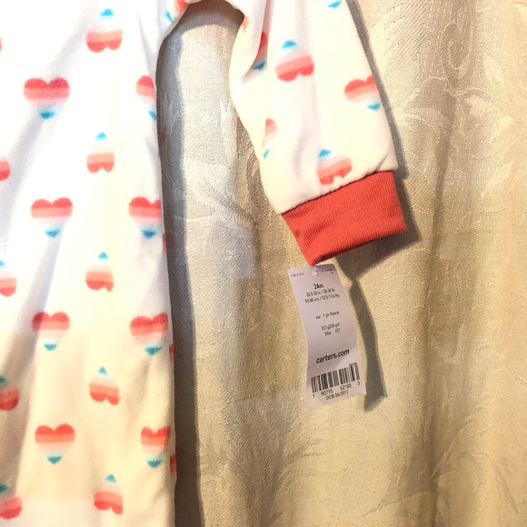 3/$10 kids carters 24m 1 piece fleece pj white new - Picture 4 of 7